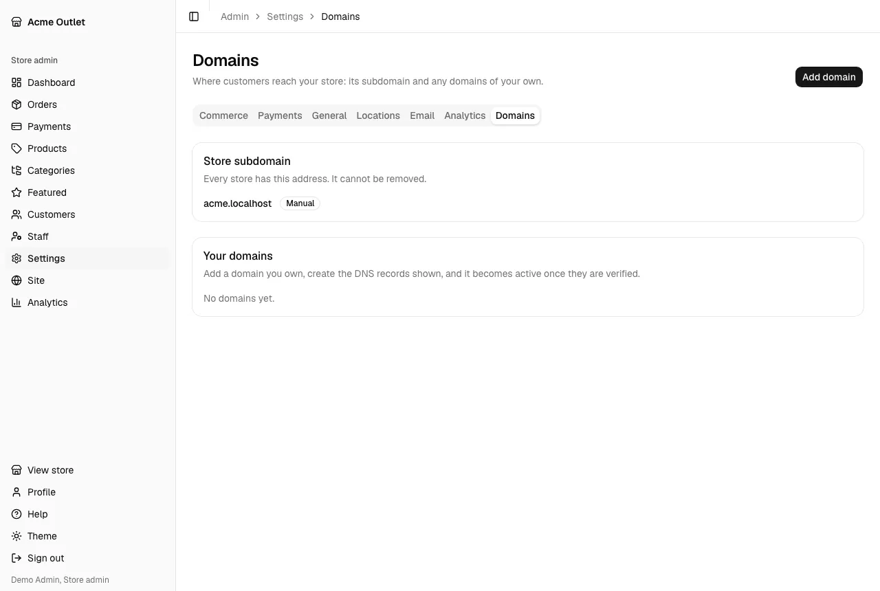The Domains tab