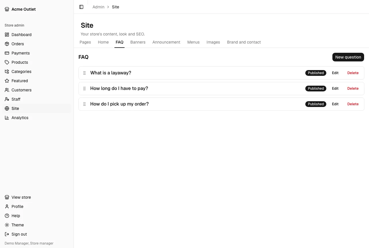 The FAQ questions