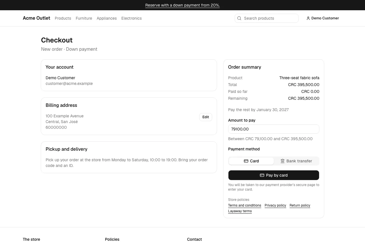 The checkout page