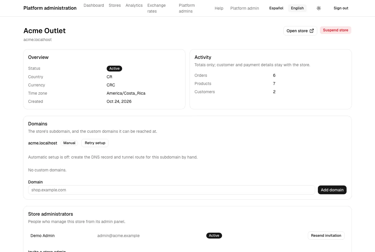 A store’s page