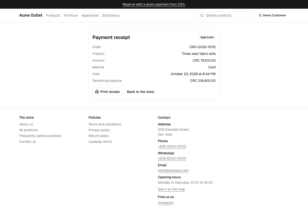 A payment receipt