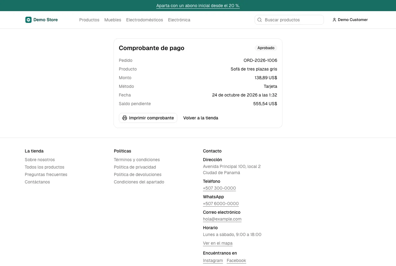 Un comprobante de pago